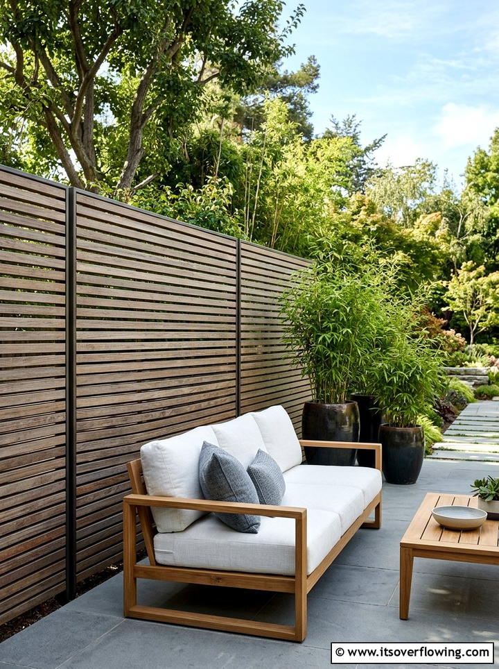 Wood Slat Privacy Screen - 25 backyard decorating ideas with wall decor