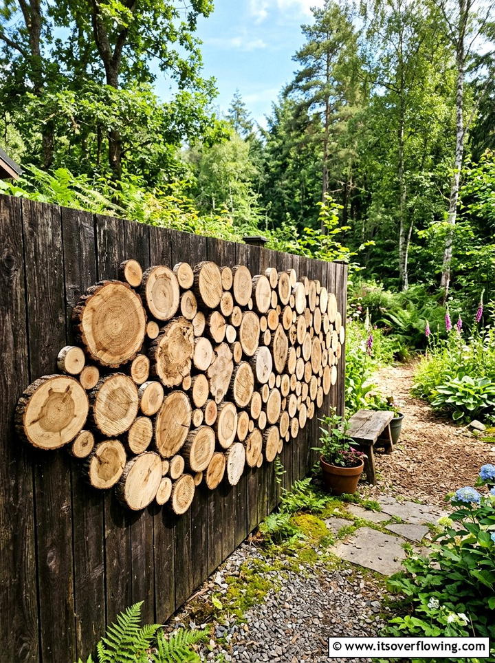 Wood Slice Decor - 25 reusing old things ideas for fence decor