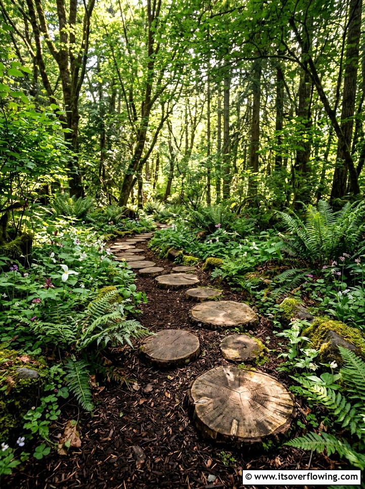 Wood Slice Walkway - 25 garden design ideas with pathways