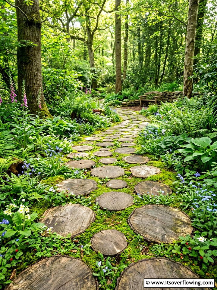 Wood Slice Walkway - 25 cheap garden ideas with pathways