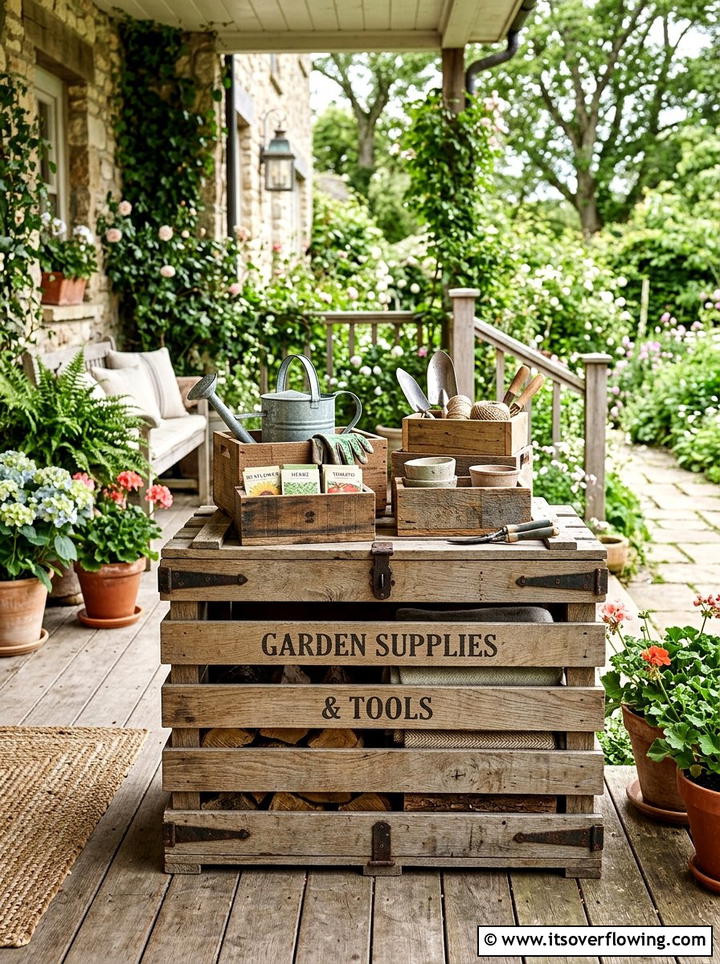 Wood Storage Crate - 25 garden ideas with reclaimed wood