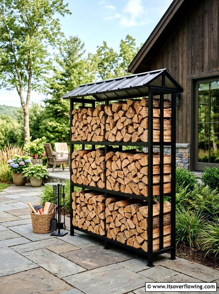 Wood Storage Rack - 25 backyard ideas for winter ambiance