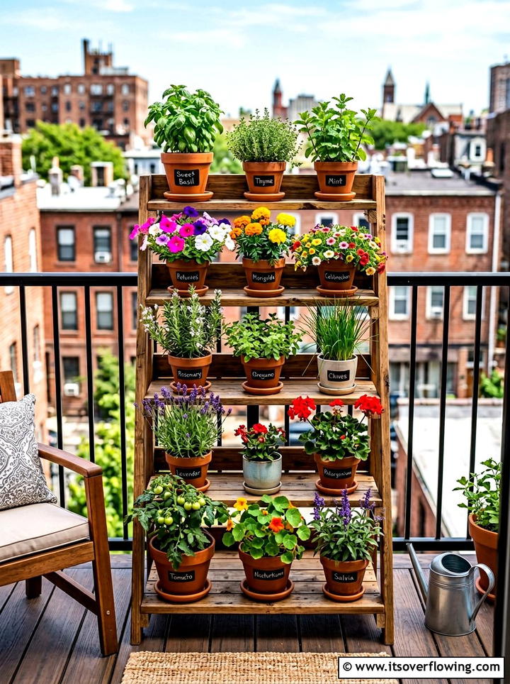 Wood Tiered Plant Stand - 25 garden decor ideas with container groupings