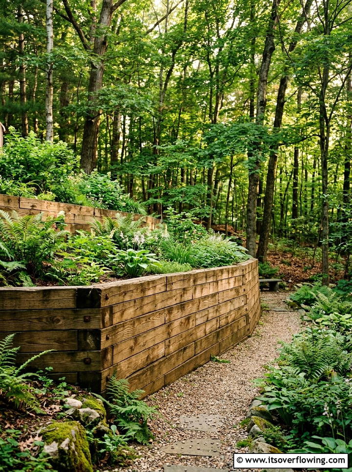 Wood Timber Retaining Wall - 25 backyard ideas with retaining wall