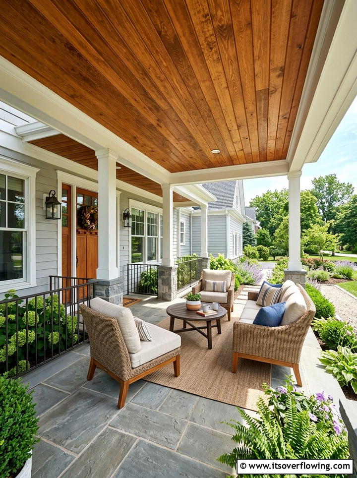 Wood Tone Front Porch Accent - 25 front porch decor ideas with neutral tones