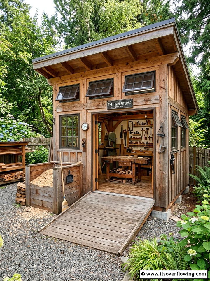 Wood Workshop Shed - 25 backyard ideas with storage shed