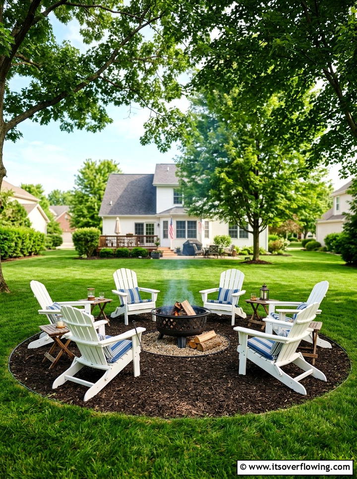 Wood burning fire pit with Adirondack chairs - 25 garden ideas with fire pit