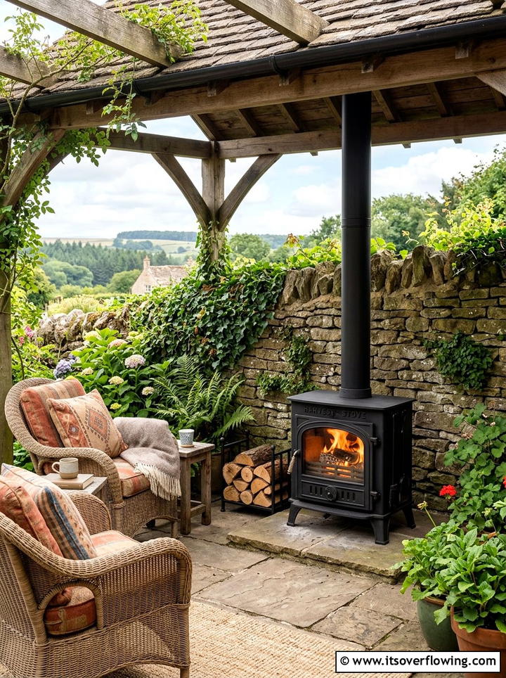 Wood burning stove outdoor - 25 backyard ideas for fall gatherings