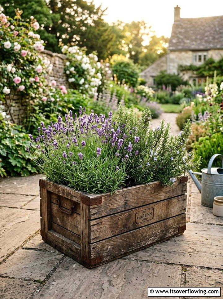 Wood crate planter - 25 recycled garden ideas for school projects