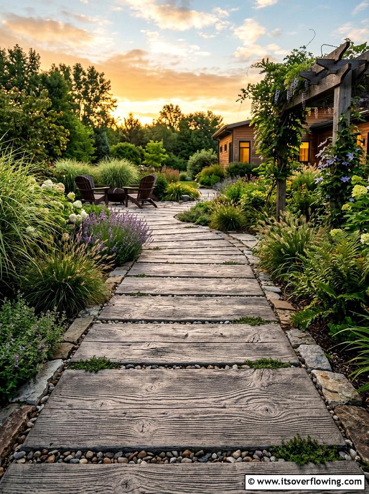 Wood grain pavers - 25 garden decor ideas with stepping stones