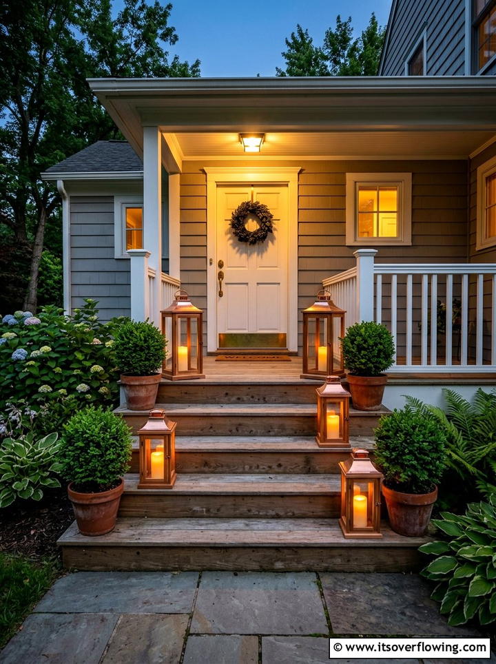Wood lantern - 25 front porch decor ideas with natural wood