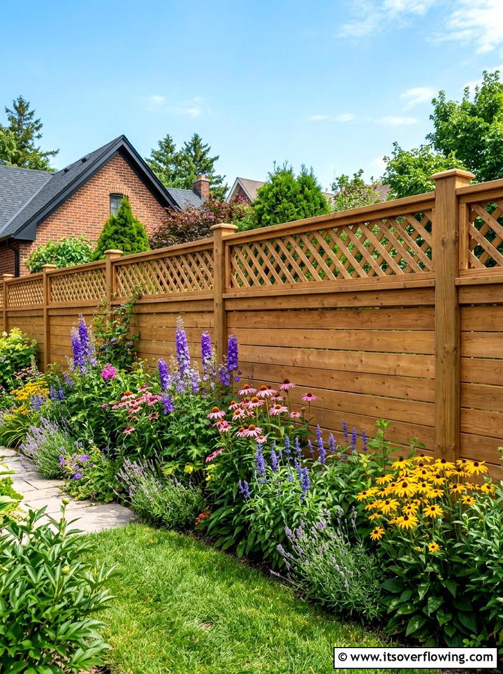 Wood lattice fence topper - 25 backyard ideas with lattice wall