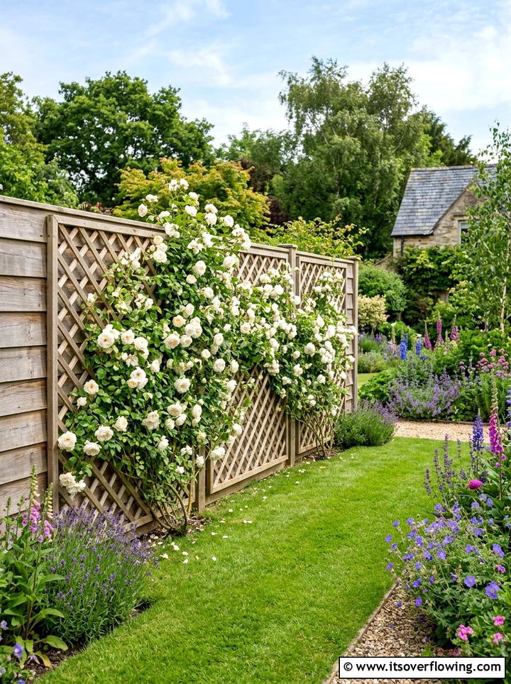 Wood lattice panels - 25 backyard decorating ideas with fence decor