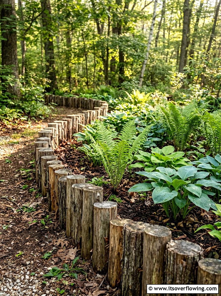 Wood log border - 25 garden ideas with edging
