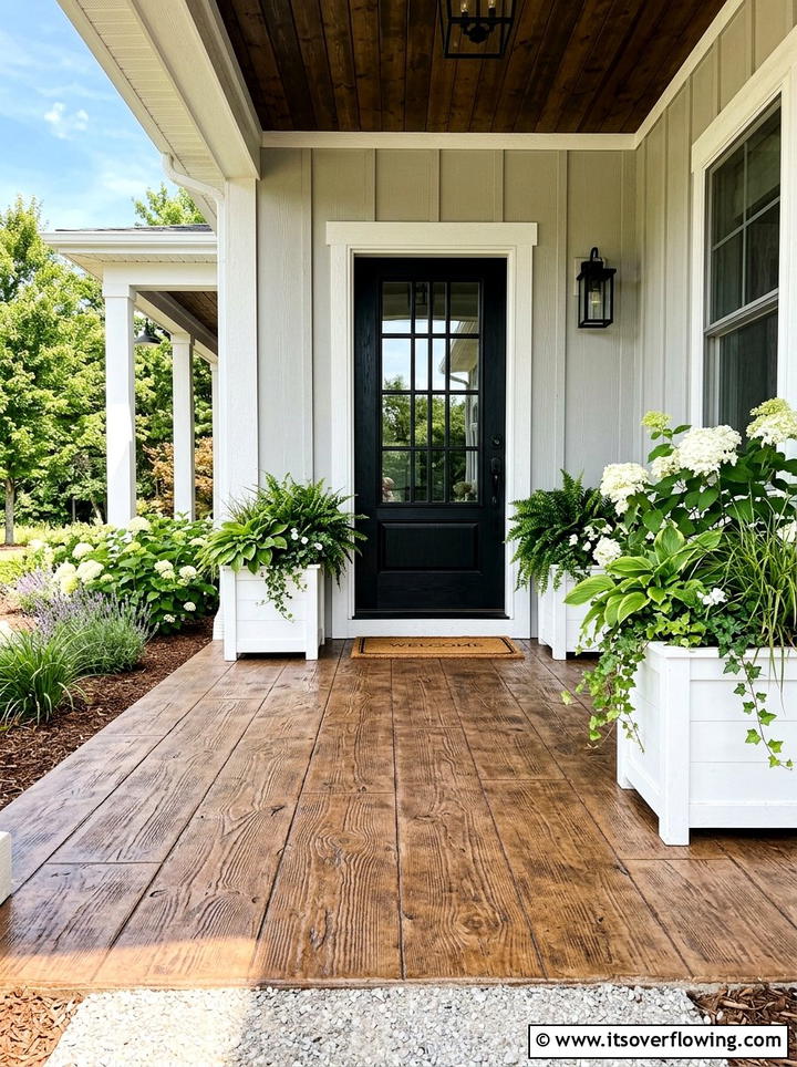 Wood look concrete - 25 front porch ideas with concrete floor