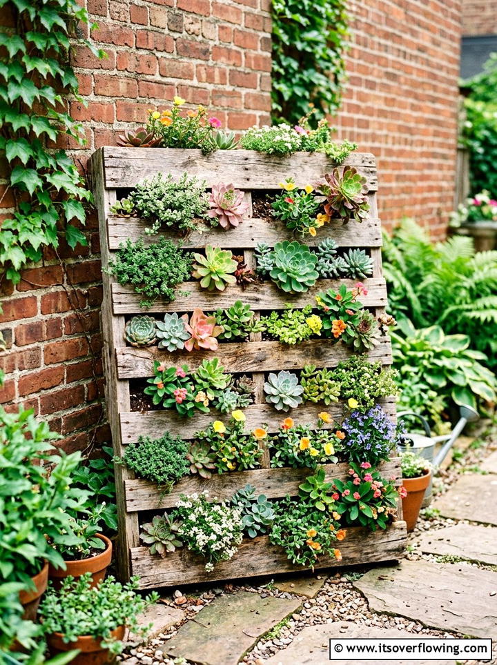 Wood pallet vertical garden - 25 cheap garden ideas with repurposed containers