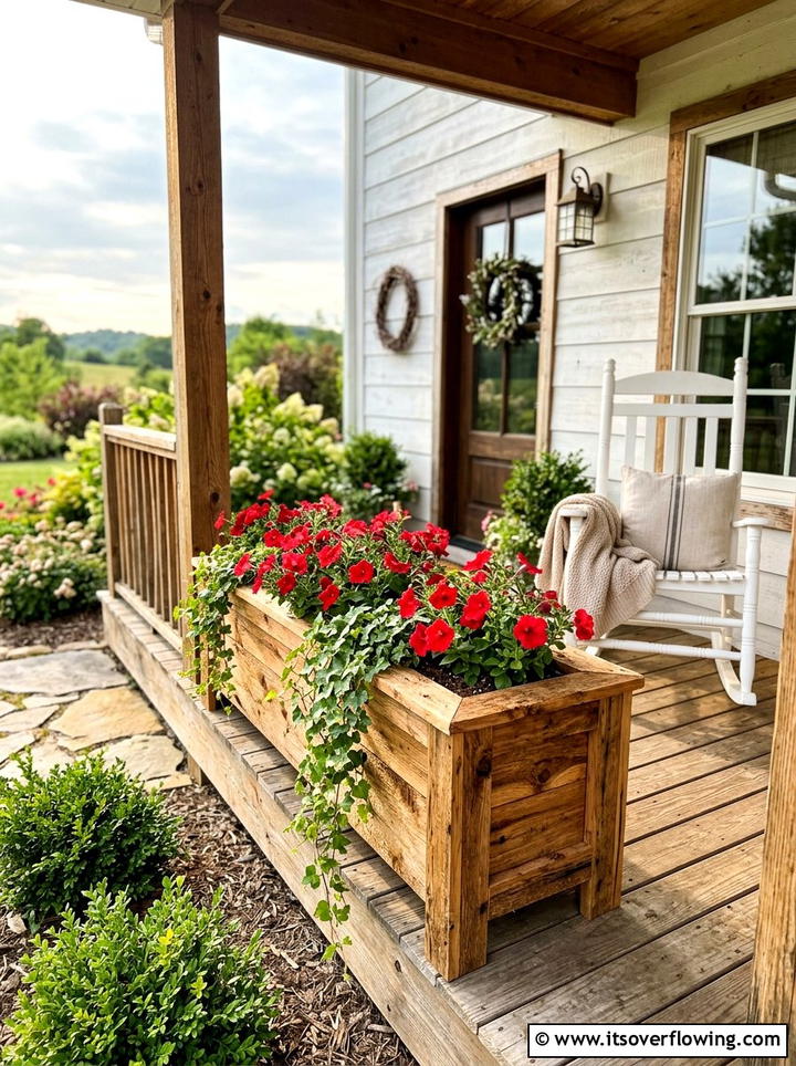 Wood planter boxes - 25 front porch ideas with tall planters