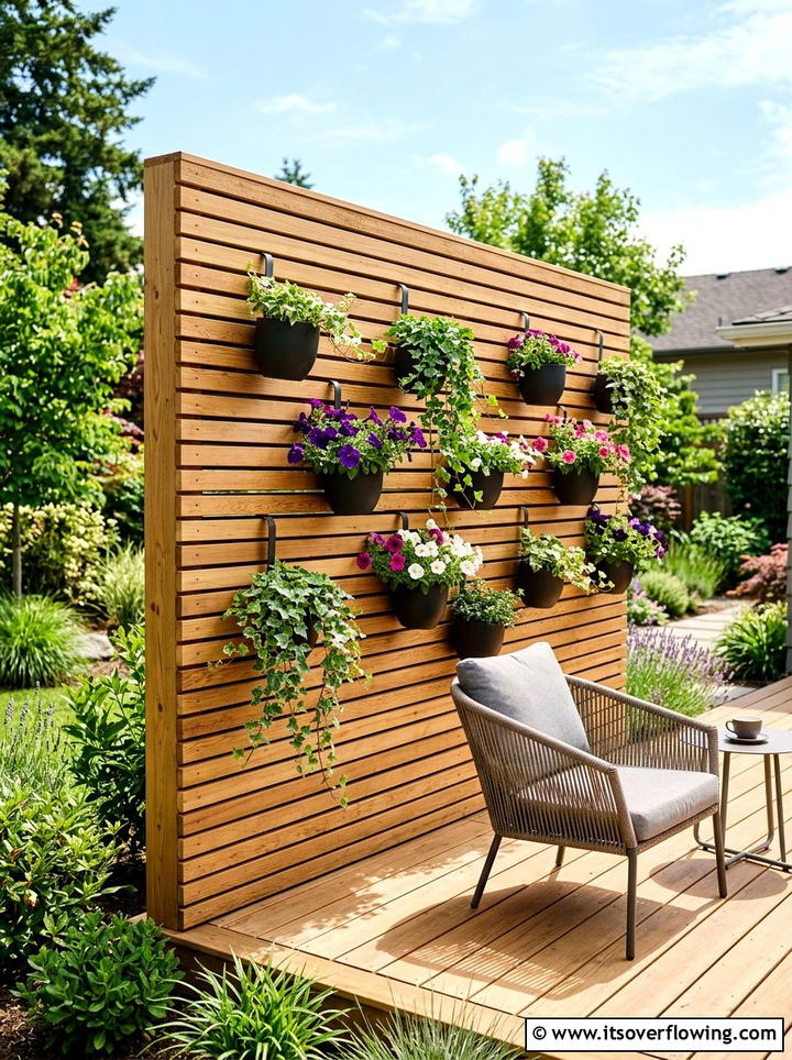 Wood slat garden wall - 25 garden design ideas with vertical gardens