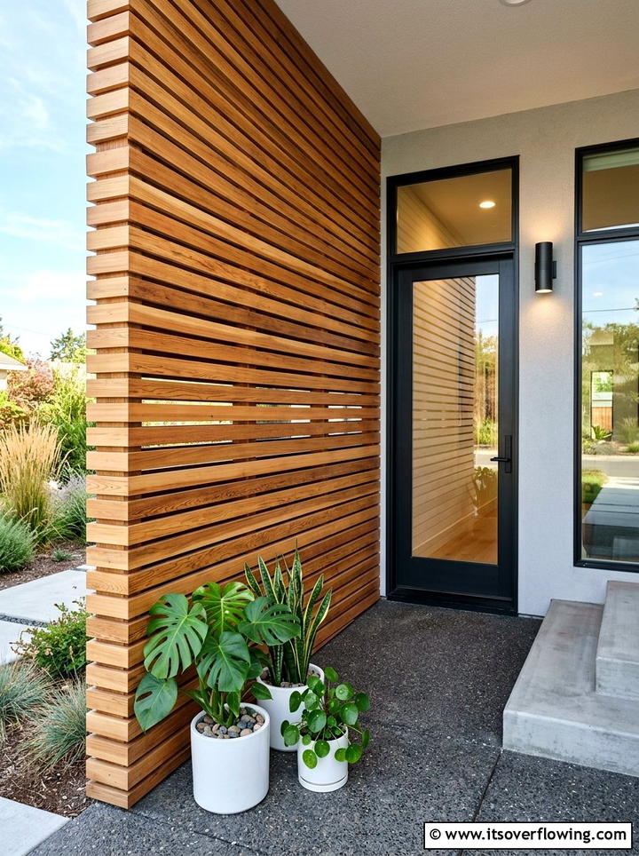 Wood slat wall - 25 front porch ideas with modern style