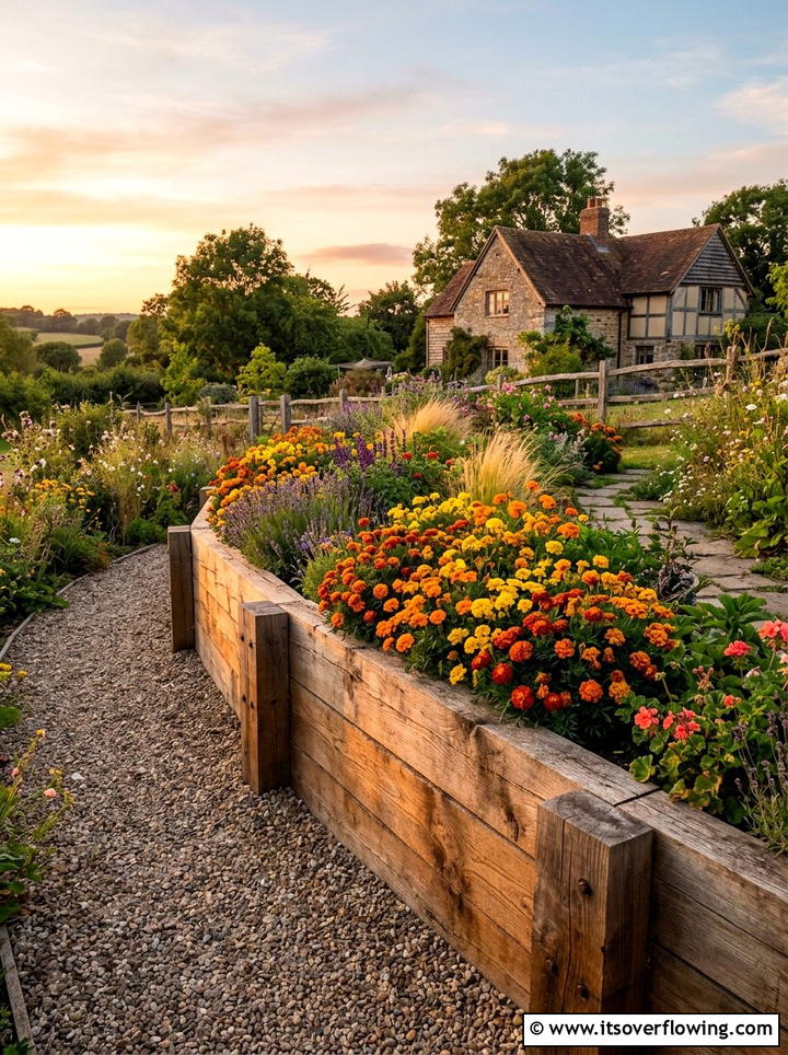 Wood sleeper wall - 25 garden design ideas with retaining walls