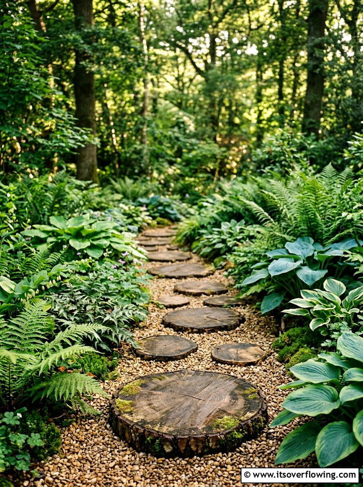 Wood slice garden path - 25 recycled garden ideas with recycled wood art