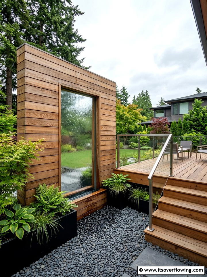 Wood wall water feature - 25 creative garden ideas with fountain wall