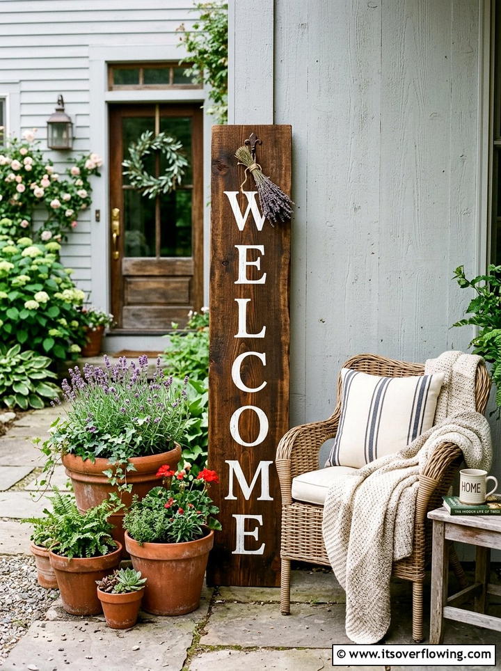 Wood welcome sign - 25 front porch decor ideas diy