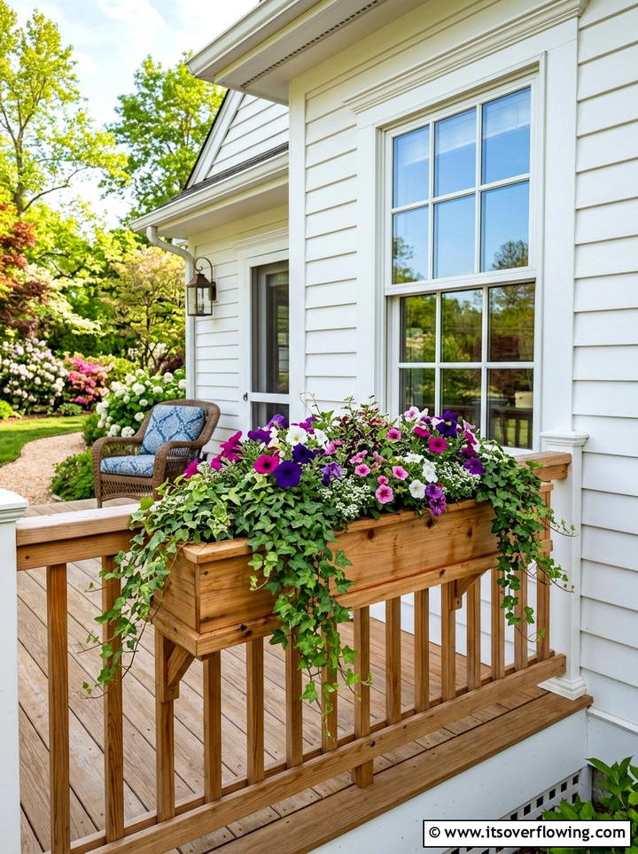 Wood window box - 25 front porch decor ideas with natural wood