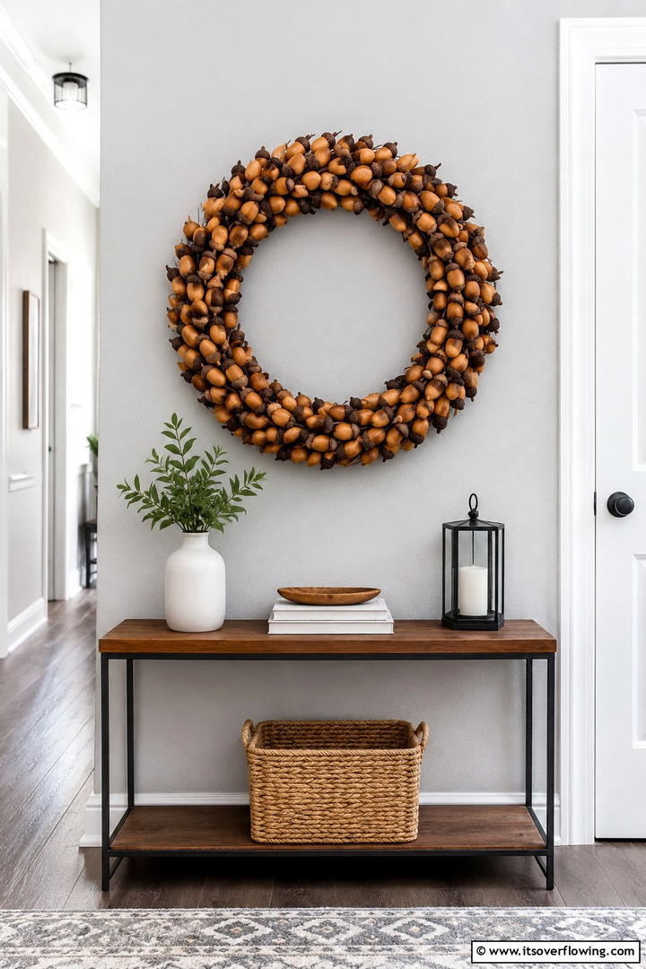 Wooden Acorn Wreath Base - 50 Wooden Fall Decor Ideas Roundup- Cozy Accents Galore