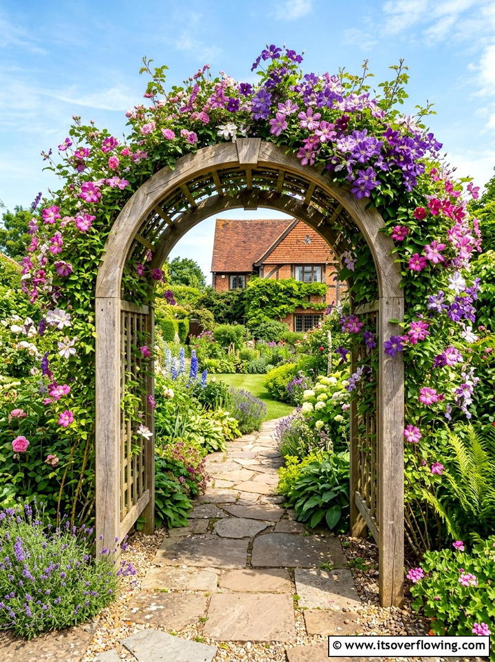 Wooden Arched Garden Arbor - 25 creative garden ideas with cottage layering