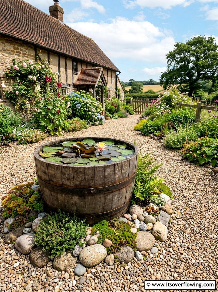 Wooden Barrel Planter - 25 upcycled garden ideas with rustic style