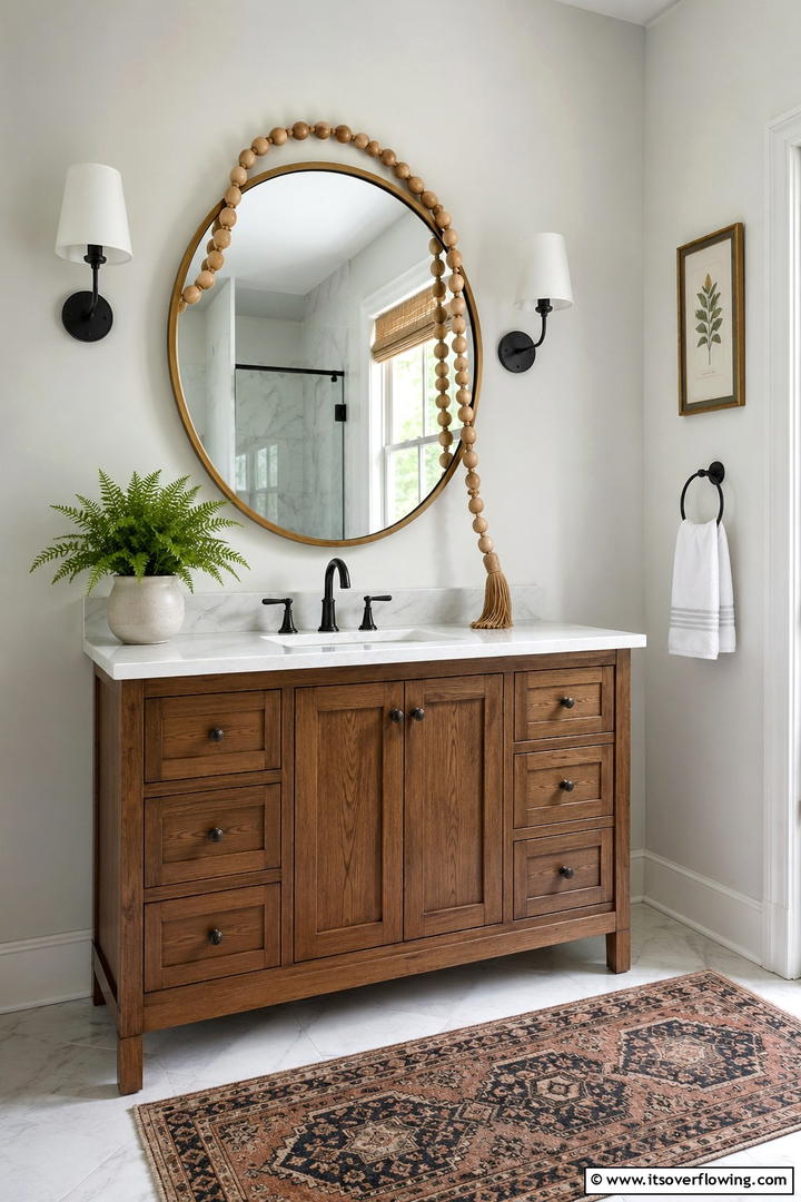 Wooden Bead Garland - 50 Fall Bathroom Decor Ideas Roundup- Timeless Tips