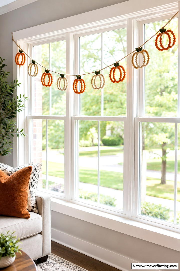 Wooden Bead Pumpkin Garland - 50 Wooden Fall Decor Ideas Roundup- Cozy Accents Galore
