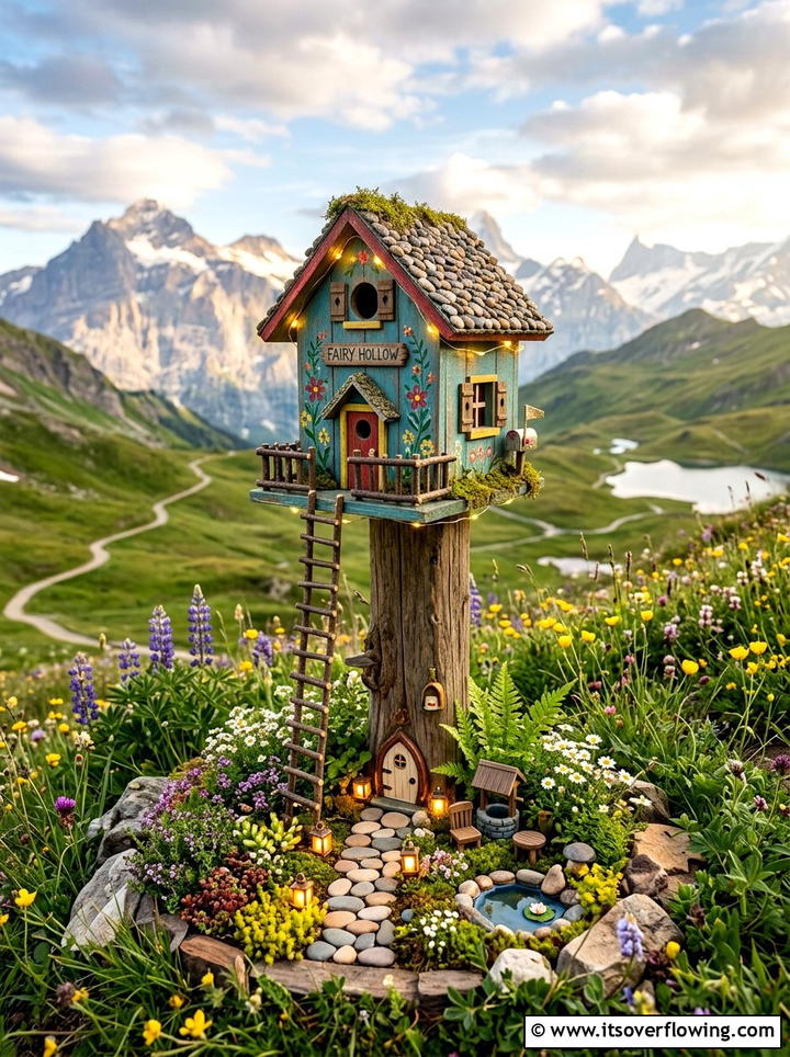 Wooden Birdhouse - 25 upcycled garden ideas with fairy gardens