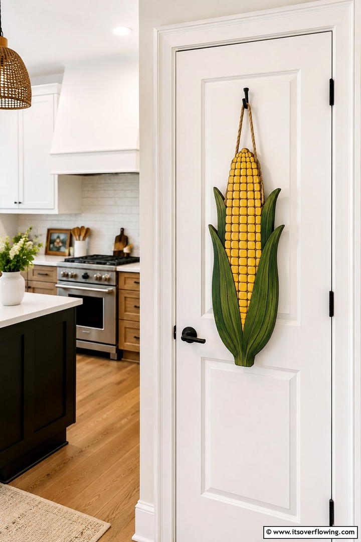 Wooden Corn Cob Door Hanger - 50 Wooden Fall Decor Ideas Roundup- Cozy Accents Galore