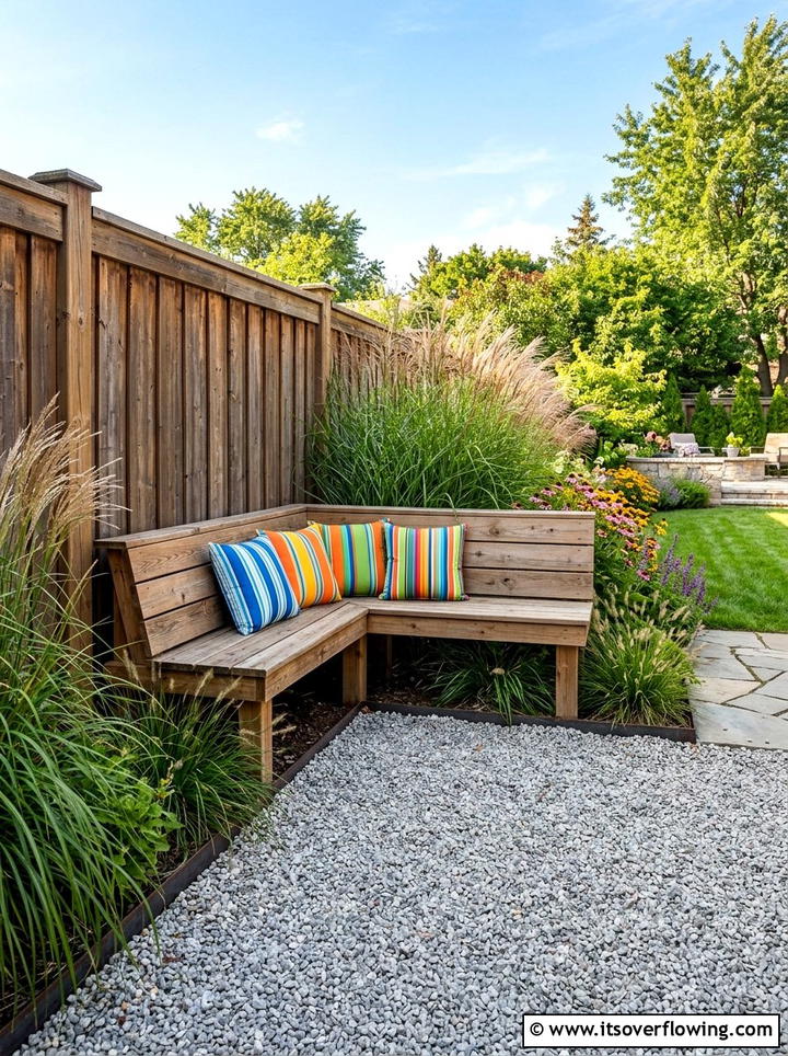 Wooden Corner Fence Bench - 25 garden design ideas for reading nooks