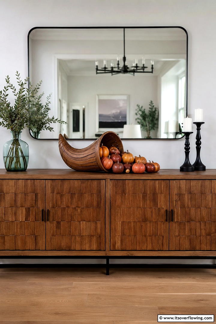 Wooden Cornucopia Display - 50 Wooden Fall Decor Ideas Roundup- Cozy Accents Galore