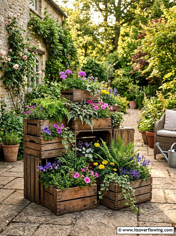 Wooden Crate Garden - 25 cheap garden ideas with container gardening