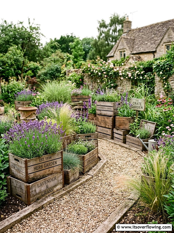 Wooden Crate Garden - 25 recycled garden ideas with pallet wall garden