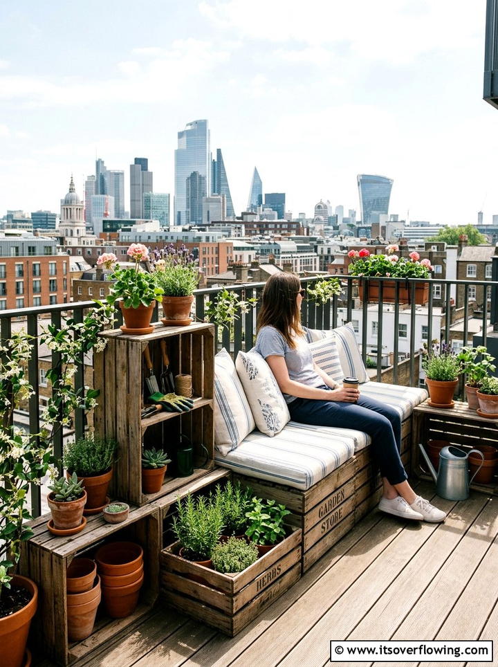 Wooden Crate Garden Seating - 25 upcycled garden ideas with garden benches