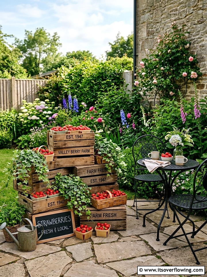 Wooden Crate Patio - 25 backyard ideas with vintage planters