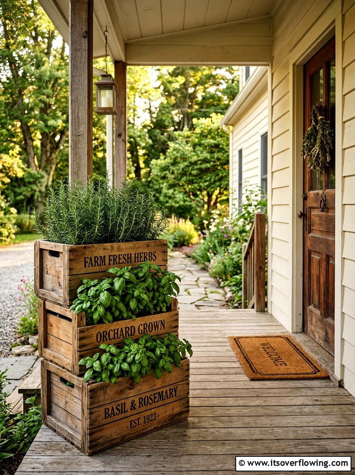 Wooden Crate Planter - 25 garden decor ideas with vintage pieces