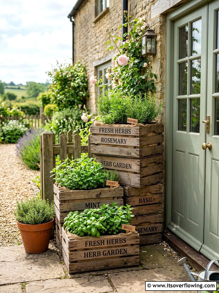Wooden Crate Planter - 25 upcycled garden ideas with rustic style