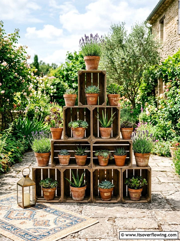 Wooden Crate Shelf - 25 upcycled garden ideas for renters