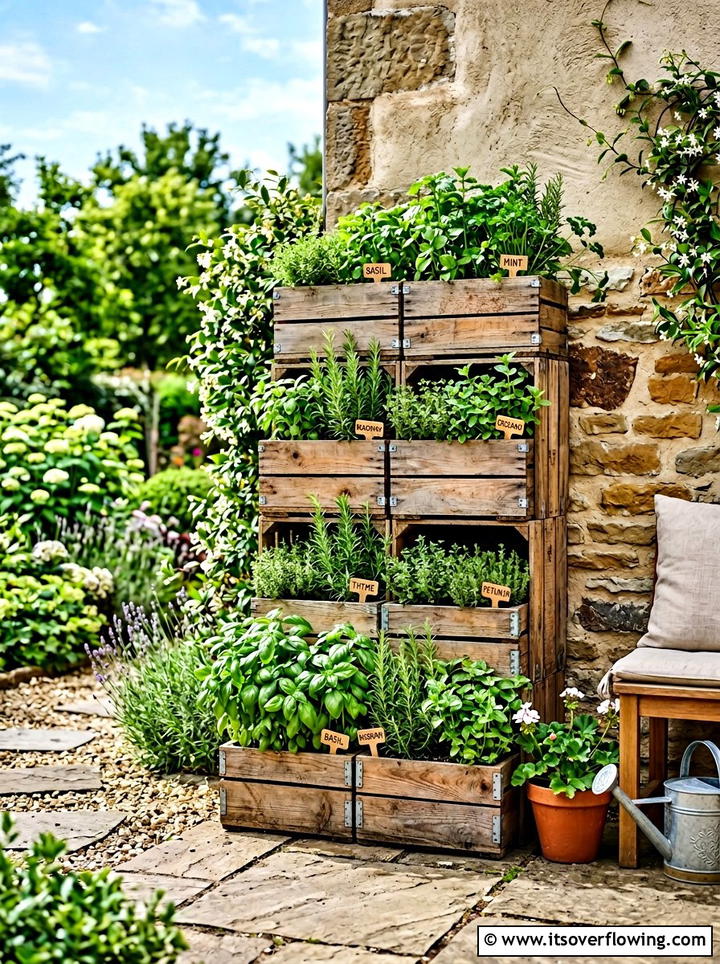 Wooden Crate Vertical Garden - 25 reusing old things ideas for patio