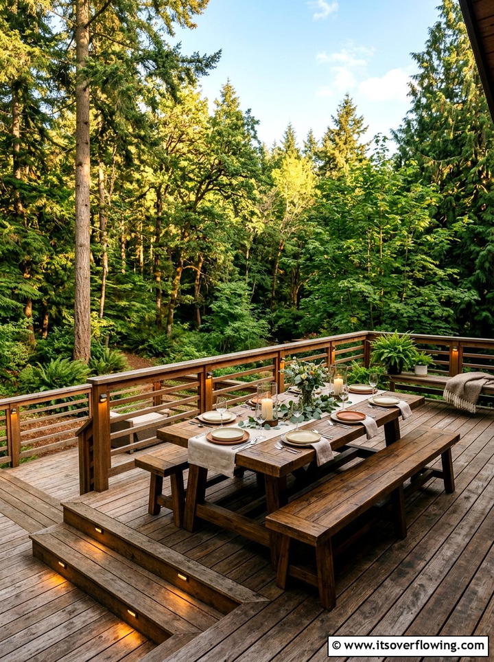 Wooden Deck Dining Area - 25 backyard ideas with dining area