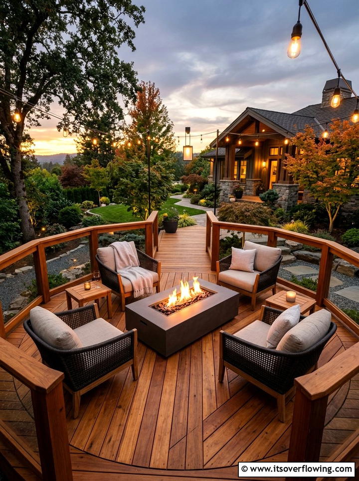 Wooden Deck Fire Pit Circle - 25 creative garden ideas with fire pit circles