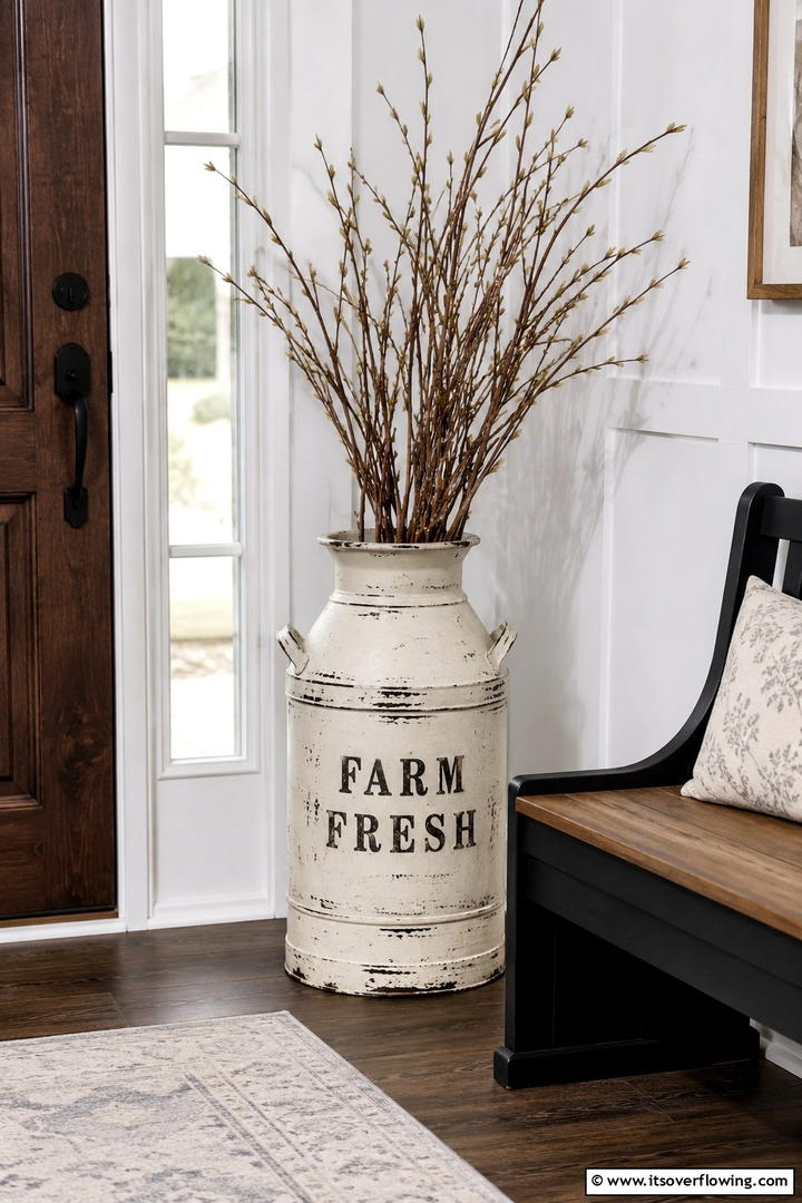 Wooden Farmhouse Milk Can - 50 Wooden Fall Decor Ideas Roundup- Cozy Accents Galore