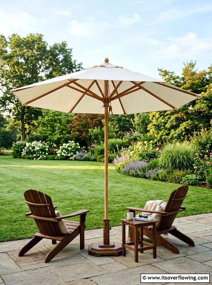 Wooden Frame Patio Umbrella - 25 backyard ideas with umbrellas
