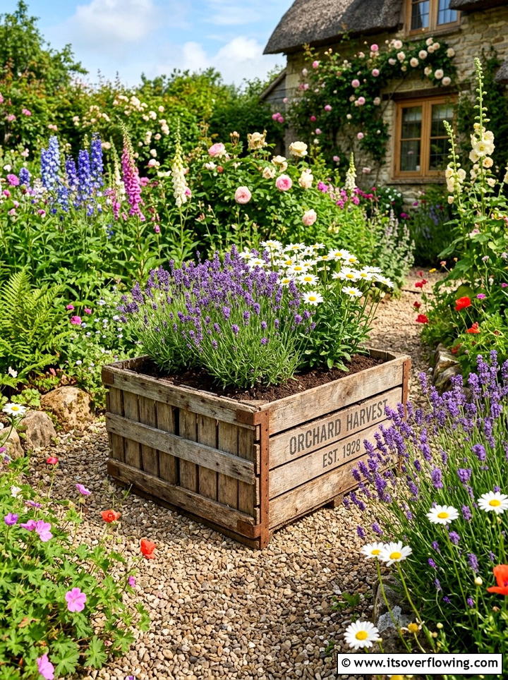 Wooden Fruit Crate Garden Bed - 25 recycled garden ideas with self watering planters